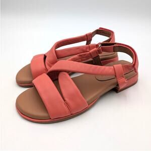 Gentle Souls Heather Flat Sandals Women's Crabapple Leather Size US8.5 EU39.5